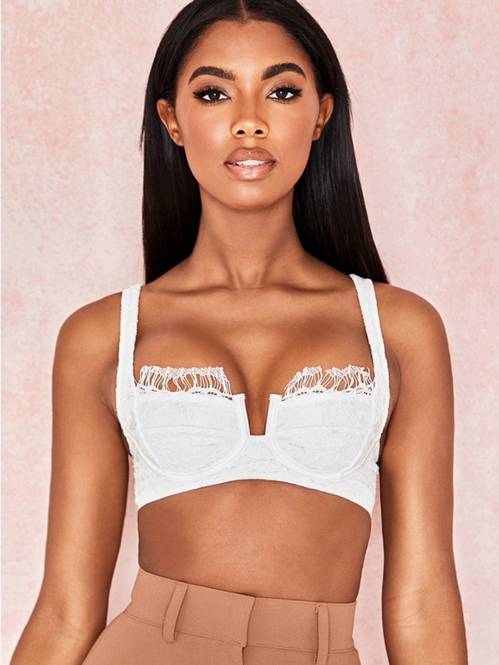RARE HOUSE OF CB Lita WHite Eylash Lace Underwire Bralette